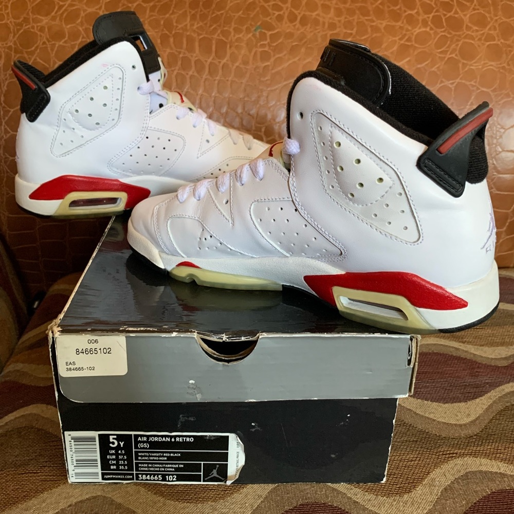 Jordan 6 Retro White Varsity Red (GS)